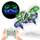 Sharper Image LED Stunt Drone, 2.4GHz RC Glow Up Stunt Drone with LED Lights, Mini Remote-Control Quadcopter with Assisted Landing, Small Plane for Kids and Beginners, Wireless and Rechargeable